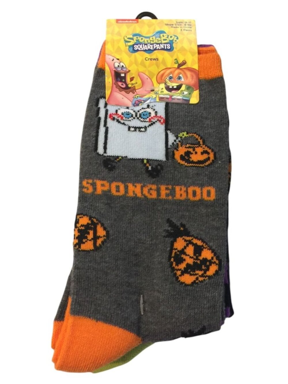 Spongebob Squarepants Spongeboo Halloween Ladies Crew Socks Size 9-11 Set of 3